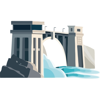 A bridge with water flowing over it png