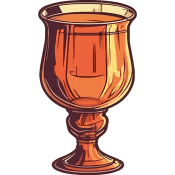 A glass cup with a drink in it png