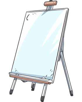 An easel with a white board on it png