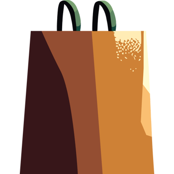 A brown paper bag with handles on it png