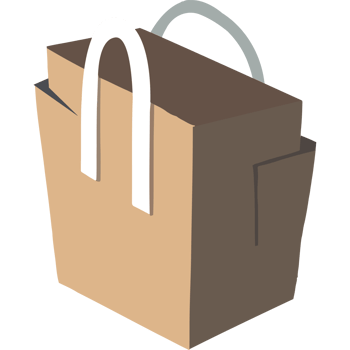 A brown paper bag with handles on it png