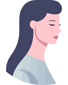 A woman with her eyes closed in profile png