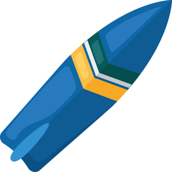A blue and yellow rocket with a stripe on it png