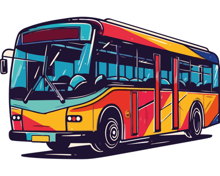 Colorful bus on a black background png