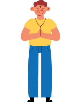 Man praying with hands closed png