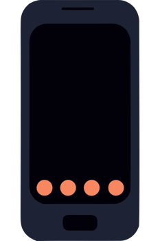 A black phone with orange dots on it png