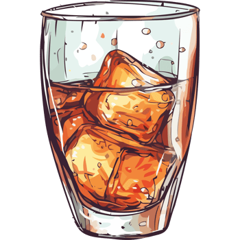 A glass of cola with ice cubes in it png