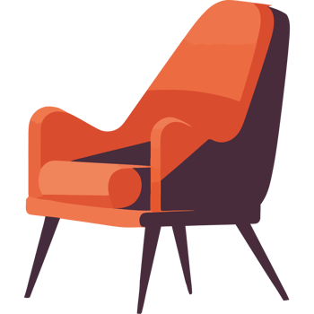 An orange chair with a black background png