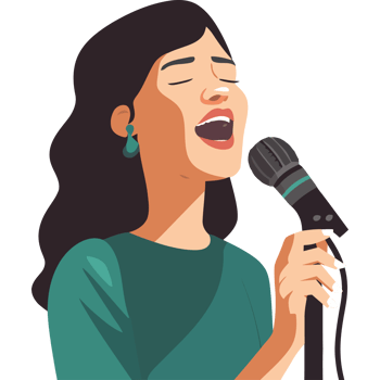 A woman singing into a microphone png