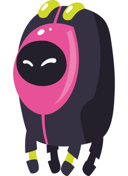 A cartoon character with a black and pink backpack png