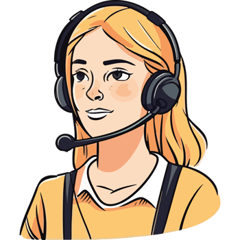A cartoon woman wearing a headset and headphones png