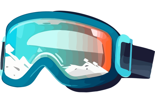 A cartoon snowboarder wearing a pair of goggles png