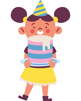 A cartoon girl holding a birthday cake png