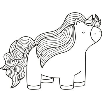 A black and white drawing of a unicorn png