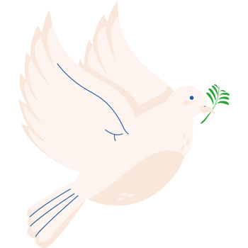 A white dove with a green branch in its beak png