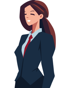A cartoon woman in a business suit png