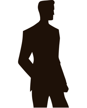 A silhouette of a man in a suit png