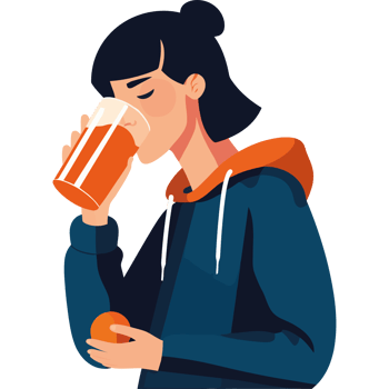 A woman drinking orange juice png