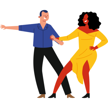 A couple dancing in a cartoon style png