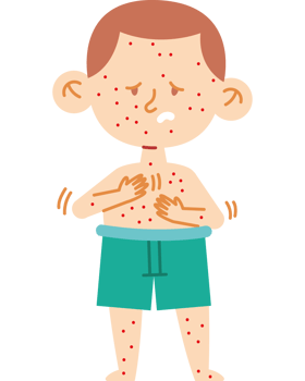 Illustration of a boy with spots on his chest png