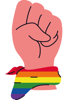 A fist with a rainbow band around it png