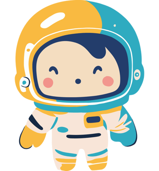An astronaut in a blue and yellow suit png
