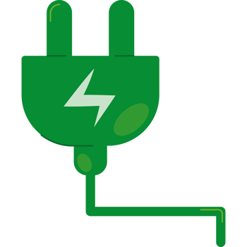 A green plug with a lightning bolt on it png