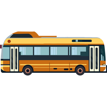 A bus is shown in a flat design png