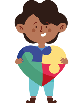 A boy holding a puzzle heart png