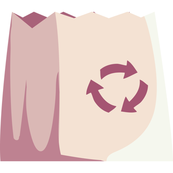 A paper bag with a recycling symbol on it png