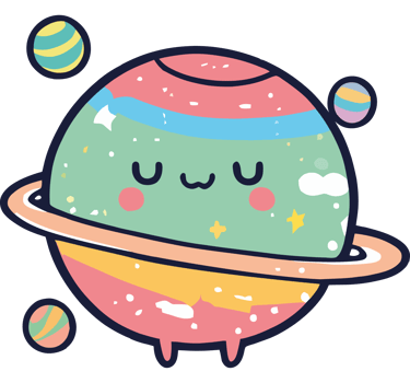 A cute cartoon planet with a smiley face png