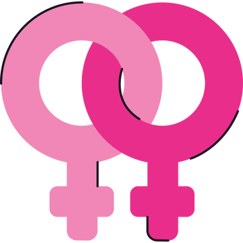 Two pink female symbols on a black background png