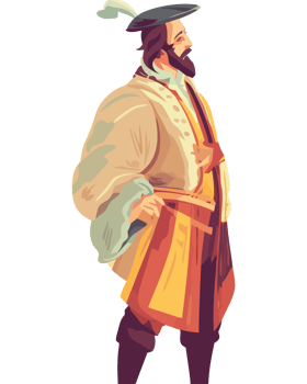 An illustration of a man in a costume png