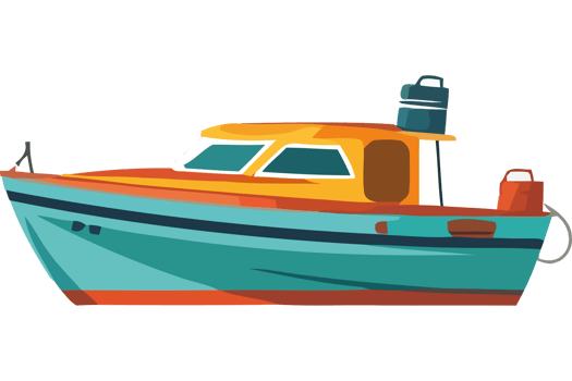 A cartoon boat on a black background png