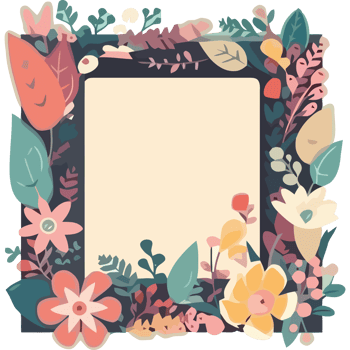 A square frame with flowers and leaves png