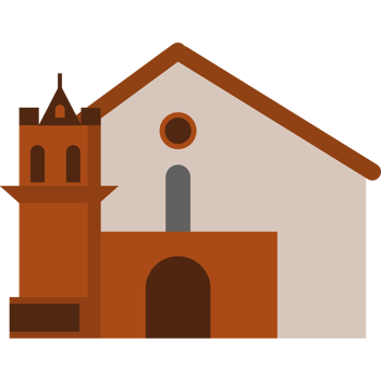 A church building with a tower and a bell tower png