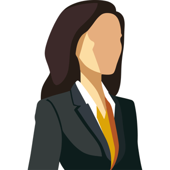 A woman in a business suit with a yellow tie png