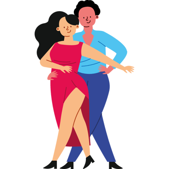 A couple dancing in a cartoon style png