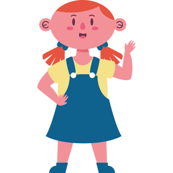 A cartoon girl with red hair and a blue dress png