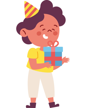 Boy with birthday hat and gift png