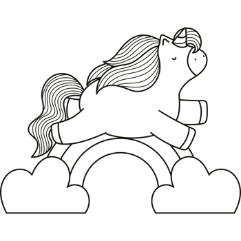 A black and white drawing of a unicorn png
