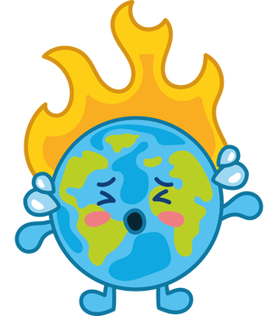 Earth globe with fire and flames png
