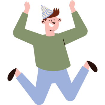 Happy birthday man jumping in the air png