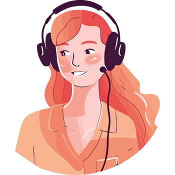 A cartoon woman with headphones on her head png