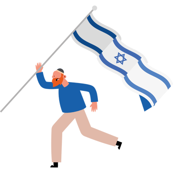 Israel flag man running with flag png