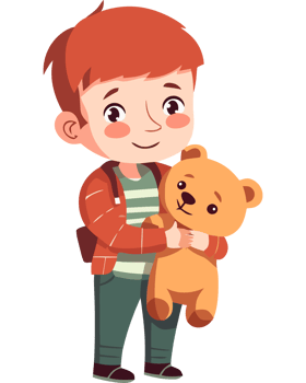 Boy holding teddy bear png