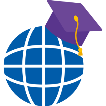 A globe with a graduation cap on it png