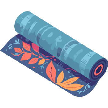 A rolled up yoga mat with leaves and flowers png