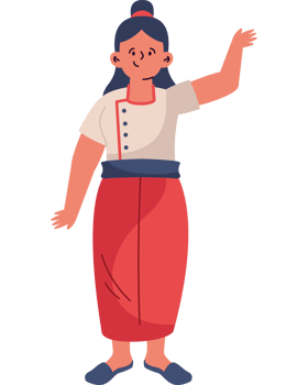 A cartoon woman in a traditional dress png