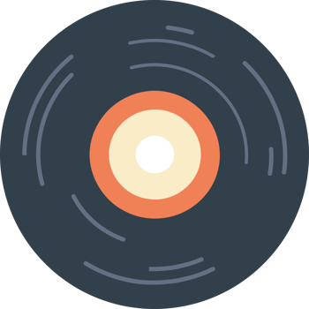 An old vinyl record with a black and orange circle png